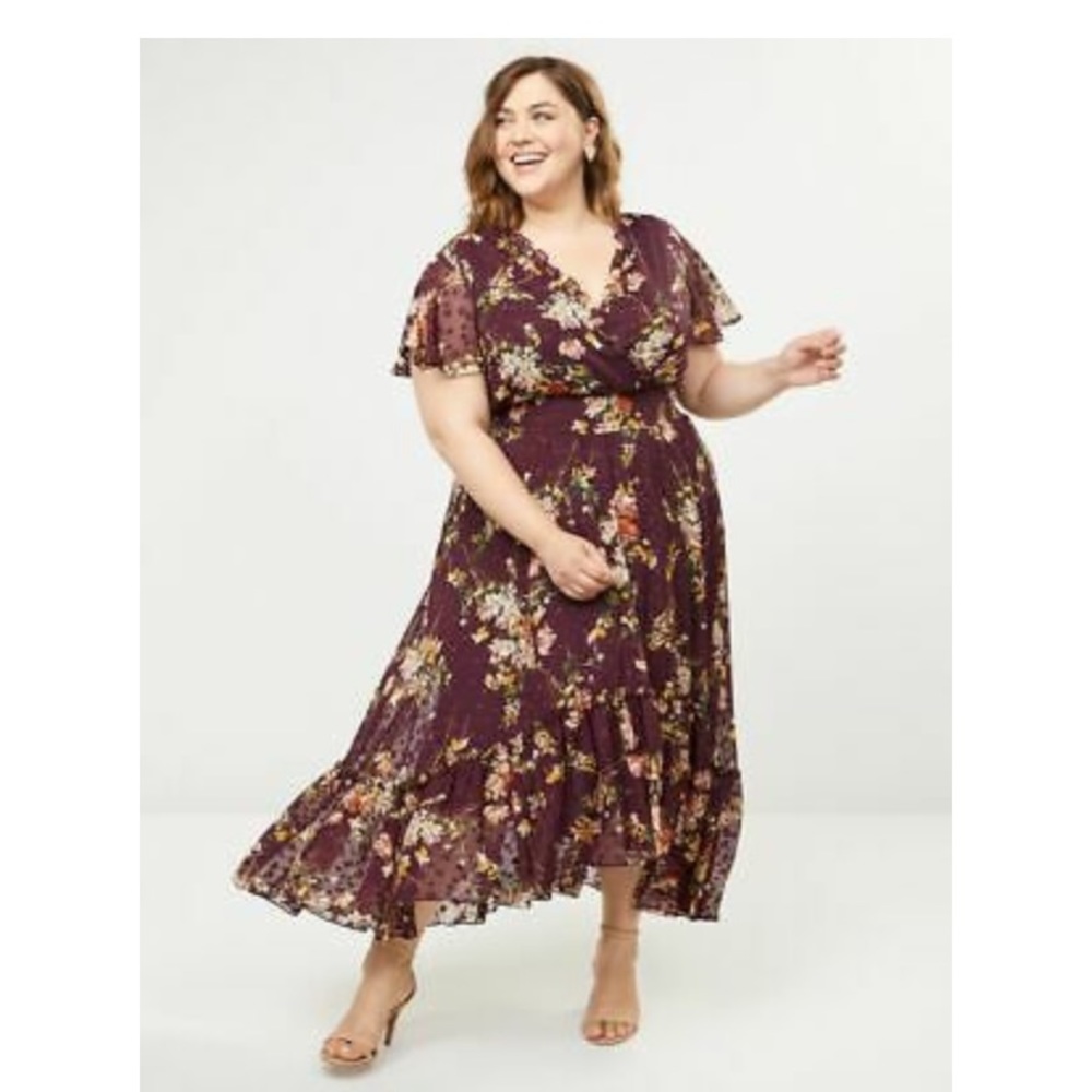 NWT Lane Bryant 26/28 floral chiffon hi-low dress